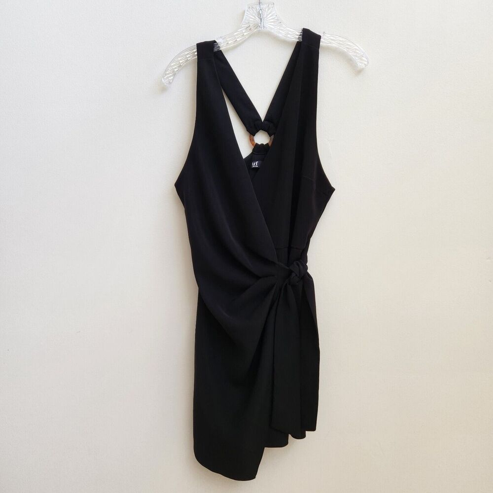 Zara TRF Collection Dress Womens Medium Black Faux Wrap Mini Dress Tie Zipped